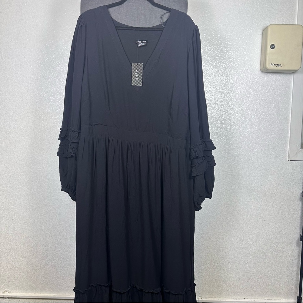 City Chic Black Long Sleeve Dress